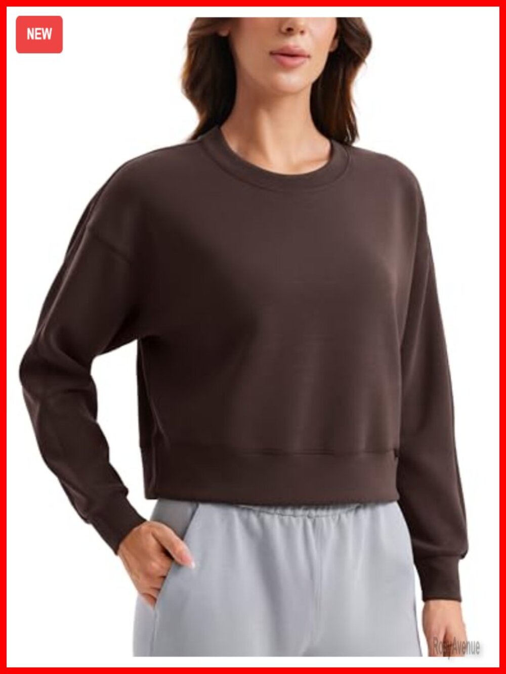CRZ YOGA SoftAura Crewneck Sweatshirt Relaxed Fit Waist Length Pullover